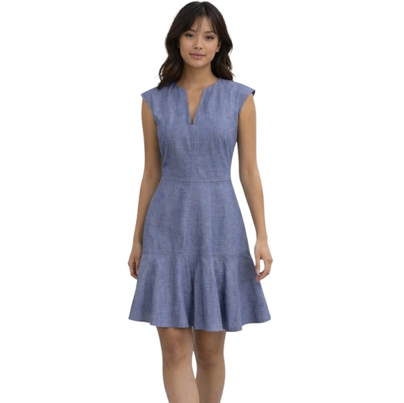 Etcetera Dresses & Skirts - Etcetera Blue Sleeveless Sheath Dress Size 00 Tailored Work Career Minimalist